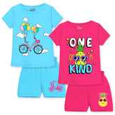 Trampoline Girls Printed Casual Clothing Set (Pack of 2)