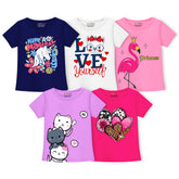 Trampoline Girls Half Sleeves Regular Fit T-Shirt (Pack of 5)