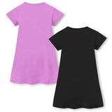 Trampoline Girls Midi Dress Combo | Half Sleeve Cotton Dresses with Fun Prints | Soft & Stylish Everyday Outfits for Kids | Pack of 2