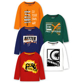 Trampoline Boys Graphic Print Full Sleeve T-Shirts Pack of 5
