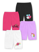 Trampoline Cotton Lycra Knit Pack Of 4 Solid Cycling Sports Shorts - Multi Colour