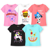 Trampoline Girls Half Sleeves Regular Fit T-Shirt (Pack of 5)