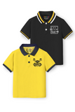 Trampoline Boys Pack of 2 Solid Polo T-Shirt - Black& Yellow