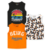 Trampoline Boys & Girls Printed Sleeveless T-Shirt pack of 3