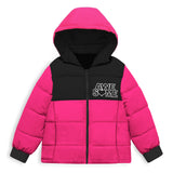 Trampoline Girls Colorblocked Hooded Padded Jacket - Pink & Black