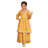Trampoline Girls Floral Printed Kurta & Sharara Set With Dupatta