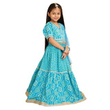 Trampoline Girls Floral Printed Gotta Patti Cotton Lehenga & Choli With Dupatta