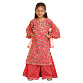 Trampoline Girls Floral Printed Kurta & Sharara Set With Dupatta