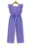 Trampoline Girls Woven Slub Ruffle Sleeves Jumpsuit - Lavender