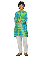 Trampoline Woven Cotton Full Sleeves Geometric Printed Kurta Pajama Set - Yellow