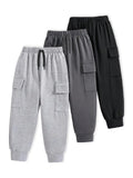 Trampoline Kids Boys Cargo Joggers Pack of 3 - Multicolor