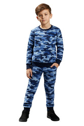 Trampoline Knit Terry Loop Camouflage Printed T-Shirt & Track Pant Set - Multi Colour