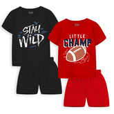 Trampoline Boys Printed Casual Clothing Set (Pack of 2)