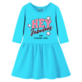 Trampoline Girls 3/4 Sleeve Midi Dress | Stylish Cotton Outfit with Cute Prints | Comfy, Breathable Everyday Wear for Kids | Pack of 1