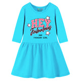 Trampoline Girls 3/4 Sleeve Midi Dress | Stylish Cotton Outfit with Cute Prints | Comfy, Breathable Everyday Wear for Kids | Pack of 1