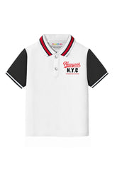 Trampoline Kids Cotton Blend Knit Half Sleeves Solid Polo T-Shirt - White