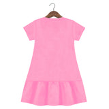 Trampoline Girls Half Sleeve Midi Dress | Cotton Casual Wear with Cute Prints | Breathable Summer Dress for Kids | Easy Everyday Outfit | Pack of 1