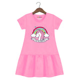 Trampoline Girls Half Sleeve Midi Dress | Cotton Casual Wear with Cute Prints | Breathable Summer Dress for Kids | Easy Everyday Outfit | Pack of 1