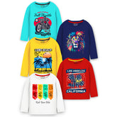 Trampoline Boys Graphic Print Full Sleeve T-Shirts Pack of 5