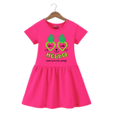 Trampoline Girls Midi Dress Combo | Half Sleeve Cotton Dresses with Fun Prints | Soft & Stylish Everyday Outfits for Kids | Pack of 2