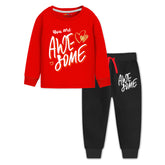 Trampoline Girls Red & Black Printed Tshirt and Trackpant Set