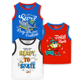 Trampoline Boys & Girls Printed Sleeveless T-Shirt pack of 3