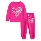 Trampoline Girls Pink Printed Tshirt and Trackpant Set