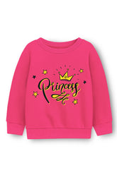Trampoline Fleece Knit Full Sleeves Princess Printed Winter Sweatshirt -Pink
