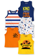Trampoline Boys Sleeveless All Over Printed Printed T-Shirt Pack of 5