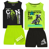 Trampoline Boys Printed Casual sleeveless Clothing Set (Pack of 2)