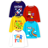 Cool Boys & Space Printed Full Sleeve T-Shirts – Pack of 5 | Trampoline Kids