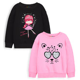 Trampoline Girls Full Sleeve Printed Sweatshirt (Pack of 2)