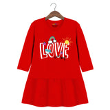 Trampoline Girls 3/4 Sleeve Midi Dress | Stylish Cotton Outfit with Cute Prints | Comfy, Breathable Everyday Wear for Kids | Pack of 1