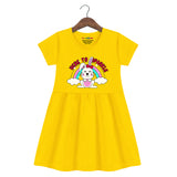 Trampoline Girls Half Sleeve Midi Dress | Cotton Casual Wear with Cute Prints | Breathable Summer Dress for Kids | Easy Everyday Outfit | Pack of 1