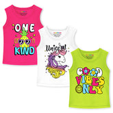 Trampoline Girls Printed Sleeveless T-Shirt pack of 3