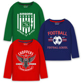 Trampoline Boys Graphic Print Full Sleeve T-Shirts Pack of 3