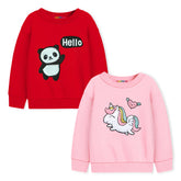 Trampoline Girls Full Sleeve Printed Sweatshirt (Pack of 2)