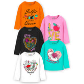 Trampoline Girls Graphic Print Full Sleeve T-Shirts Pack of 5