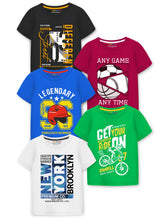 Trampoline Boys Pack Of 5 Typography Printed Round Neck T-shirts