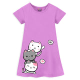 Trampoline Girls Midi Dress Combo | Half Sleeve Cotton Dresses with Fun Prints | Soft & Stylish Everyday Outfits for Kids | Pack of 2