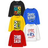 Trampoline Boys Graphic Print Full Sleeve T-Shirts Pack of 5