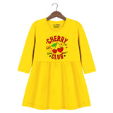 Trampoline Girls 3/4 Sleeve Midi Dress | Stylish Cotton Outfit with Cute Prints | Comfy, Breathable Everyday Wear for Kids | Pack of 1