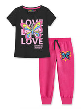 Trampoline Girls Printed T-Shirt and Track pant Set Pack of 1