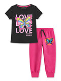 Trampoline Girls Printed T-Shirt and Track pant Set Pack of 1