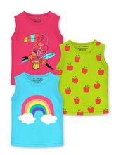 Trampoline Girls Printed Sleeveless T Shirt pack of 3