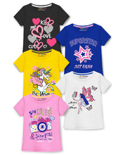Trampoline Girls Pack Of 5 Graphic Printed Round Neck T-shirts