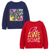 Trampoline Girls Full Sleeve Printed Sweatshirt (Pack of 2)