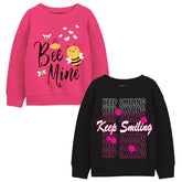 Trampoline Girls Full Sleeve Printed Sweatshirt (Pack of 2)