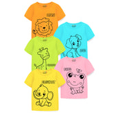 Trampoline Boys & Girls Animal Print Cotton Blend T Shirt Pack of 5