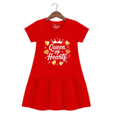 Trampoline Girls Half Sleeve Midi Dress | Cotton Casual Wear with Cute Prints | Breathable Summer Dress for Kids | Easy Everyday Outfit | Pack of 1